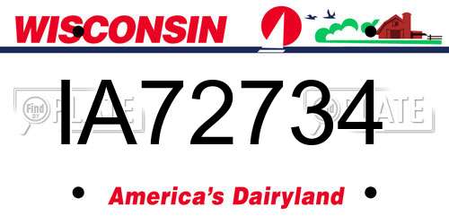 IA72734 Wisconsin License Plate