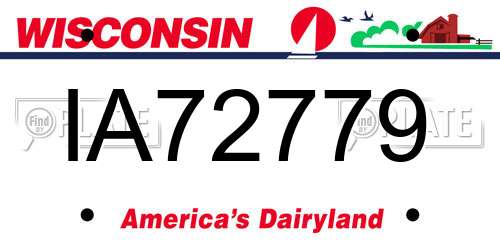 IA72779 Wisconsin License Plate