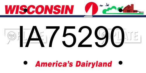 IA75290 Wisconsin License Plate