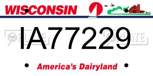 IA77229 Wisconsin License Plate