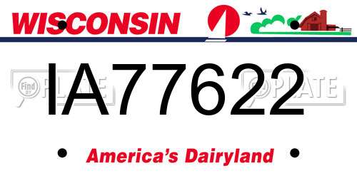 IA77622 Wisconsin License Plate