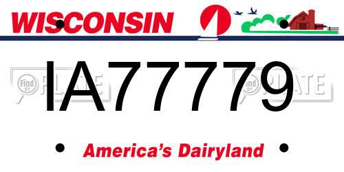 IA77779 Wisconsin License Plate