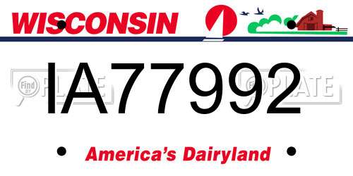 IA77992 Wisconsin License Plate