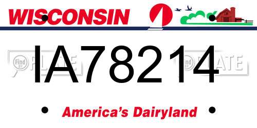IA78214 Wisconsin License Plate