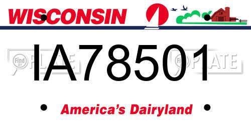 IA78501 Wisconsin License Plate
