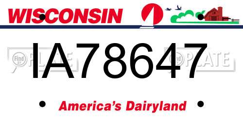 IA78647 Wisconsin License Plate