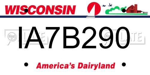 IA7B290 Wisconsin License Plate