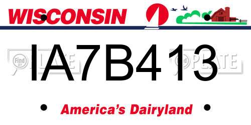 IA7B413 Wisconsin License Plate