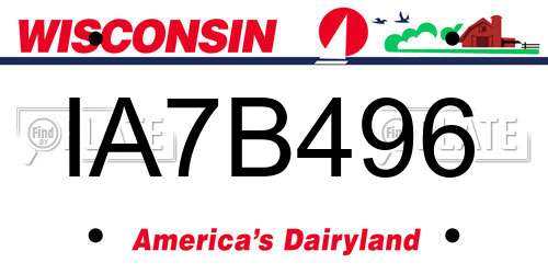 IA7B496 Wisconsin License Plate