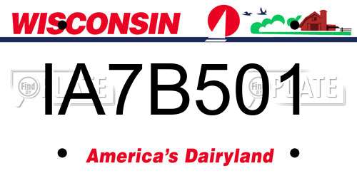 IA7B501 Wisconsin License Plate
