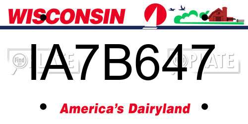 IA7B647 Wisconsin License Plate