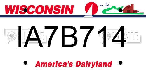 IA7B714 Wisconsin License Plate