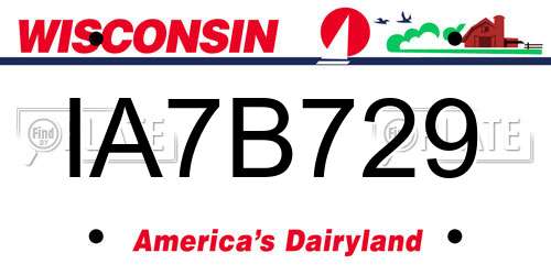 IA7B729 Wisconsin License Plate