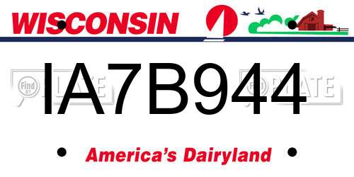IA7B944 Wisconsin License Plate