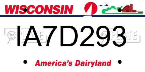 IA7D293 Wisconsin License Plate