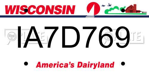 IA7D769 Wisconsin License Plate