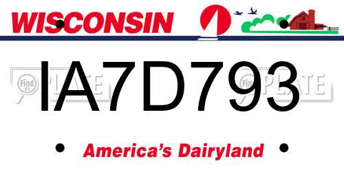 IA7D793 Wisconsin License Plate