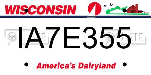 IA7E355 Wisconsin License Plate