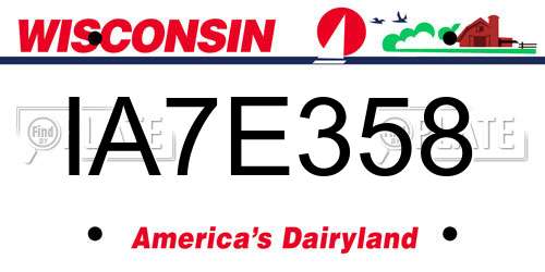 IA7E358 Wisconsin License Plate