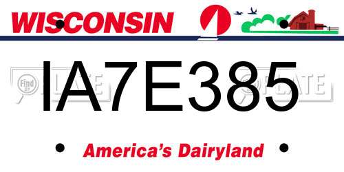 IA7E385 Wisconsin License Plate