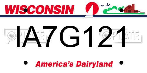 IA7G121 Wisconsin License Plate