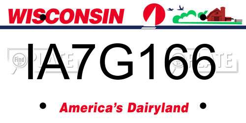 IA7G166 Wisconsin License Plate