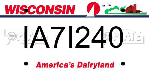 IA7I240 Wisconsin License Plate