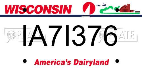 IA7I376 Wisconsin License Plate