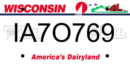 IA7O769 Wisconsin License Plate