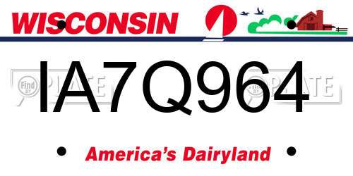 IA7Q964 Wisconsin License Plate