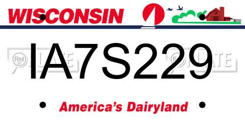IA7S229 Wisconsin License Plate