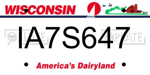 IA7S647 Wisconsin License Plate