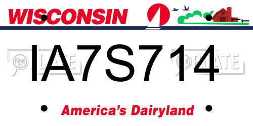 IA7S714 Wisconsin License Plate