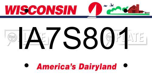 IA7S801 Wisconsin License Plate