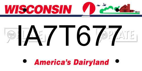 IA7T677 Wisconsin License Plate