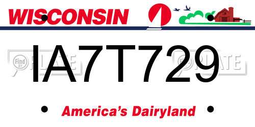 IA7T729 Wisconsin License Plate