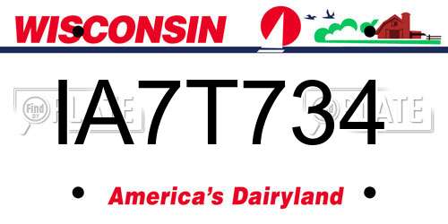 IA7T734 Wisconsin License Plate