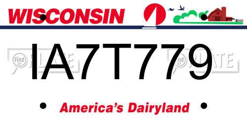 IA7T779 Wisconsin License Plate