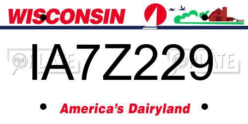 IA7Z229 Wisconsin License Plate