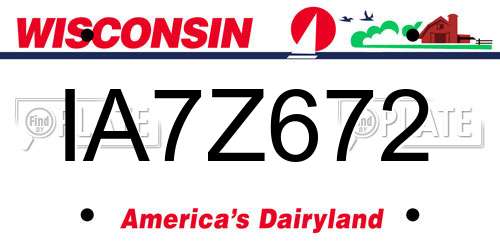 IA7Z672 Wisconsin License Plate