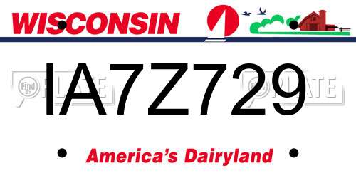 IA7Z729 Wisconsin License Plate