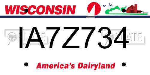 IA7Z734 Wisconsin License Plate