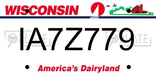 IA7Z779 Wisconsin License Plate