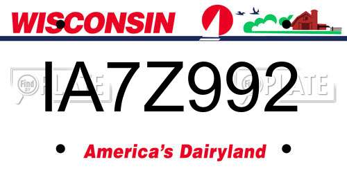 IA7Z992 Wisconsin License Plate