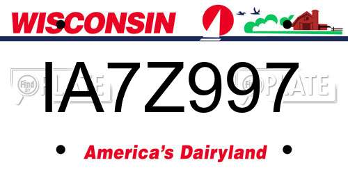 IA7Z997 Wisconsin License Plate
