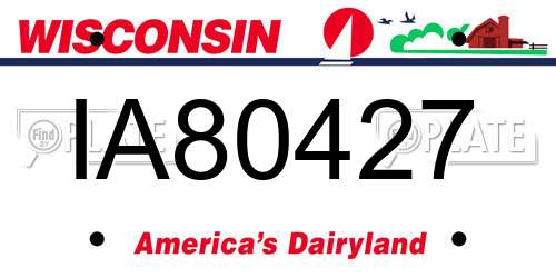 IA80427 Wisconsin License Plate