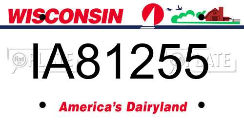 IA81255 Wisconsin License Plate