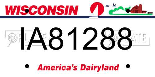 IA81288 Wisconsin License Plate