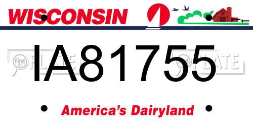 IA81755 Wisconsin License Plate