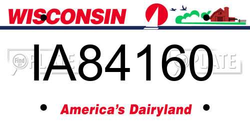 IA84160 Wisconsin License Plate
